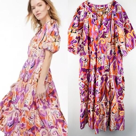 Chico's 40th Anniversary Paisley Tiered Dress Chicos 4 (XXL Size 20) - Picture 1 of 8